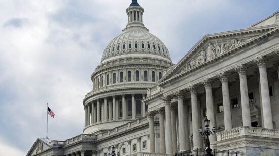 Dramatic view of the United States Capitol Building in Washington DC.
