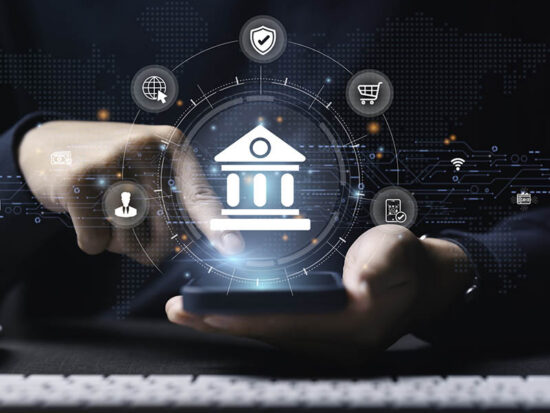 Businesses use smartphones with online banking digital technology, mobile banking for shopping, payment, finance, bank, account, transfer, credit card, financial and global business online